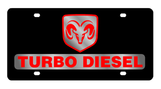 Dodge Ram Turbo Diesel Lazer-Tag Black License Plate