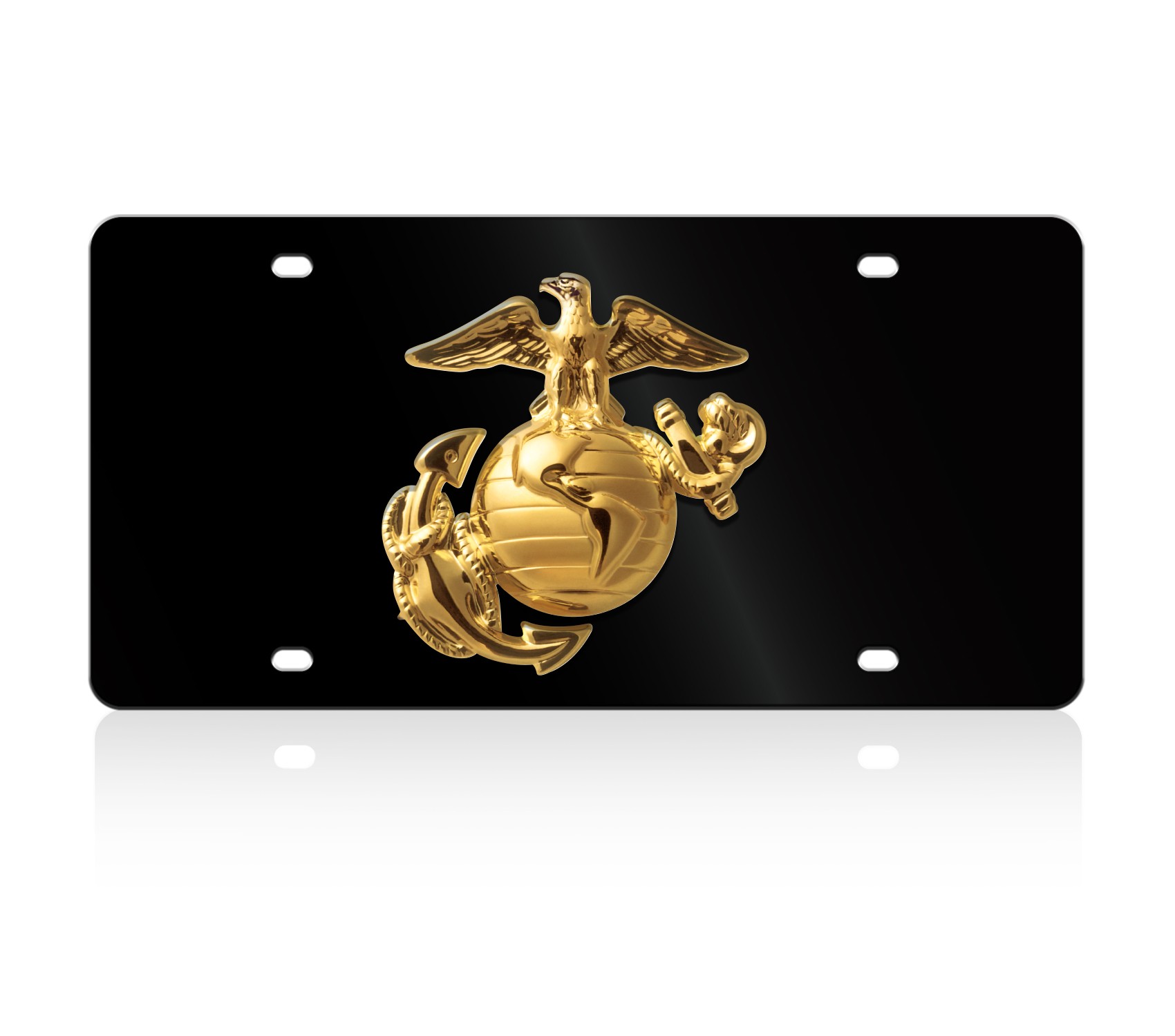 USMC Eagle Globe Anchor Enlisted Acrylic License Plate Gold