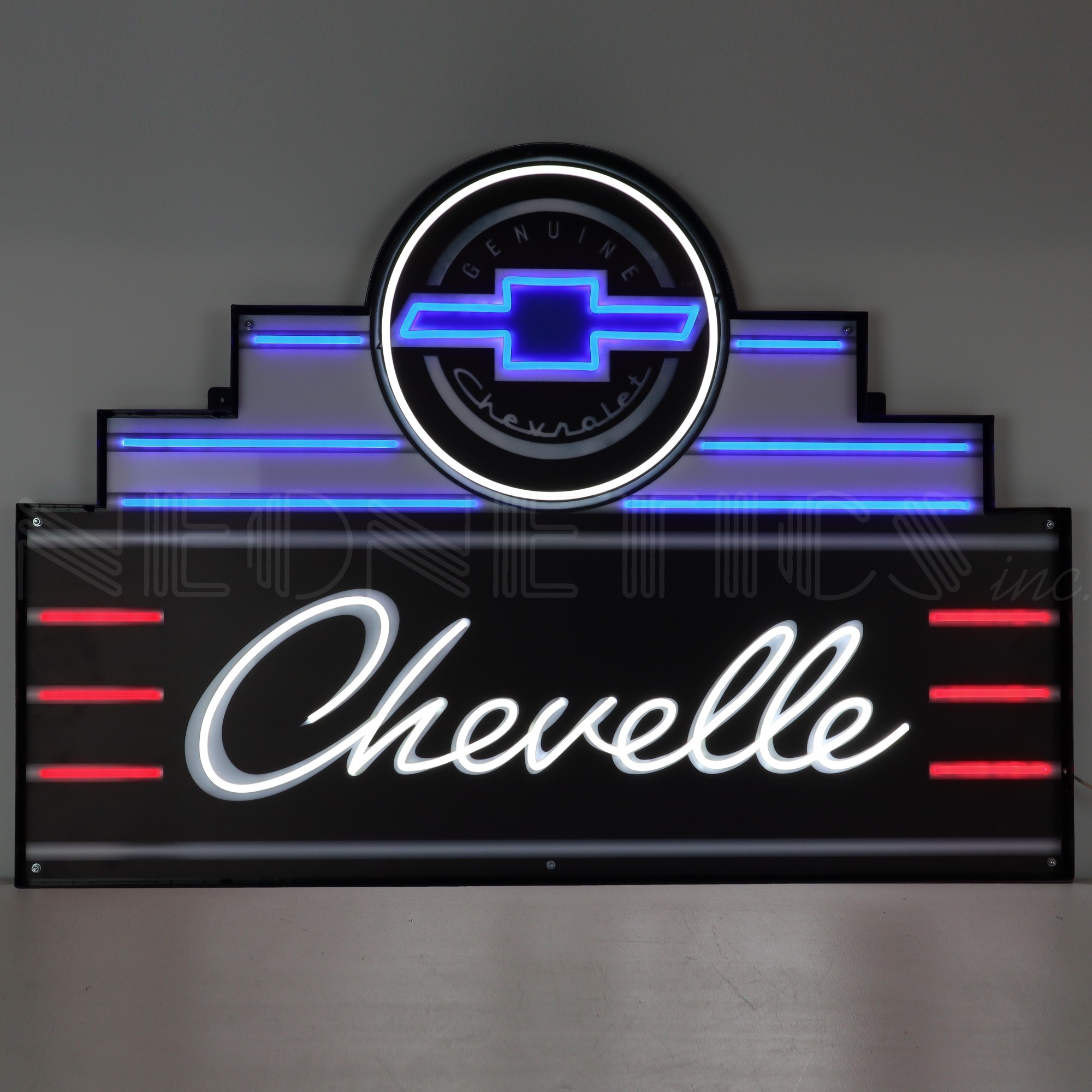 Chevelle Art Deco Marquee LED Flex Neon Sign in Steel Can with Bowtie