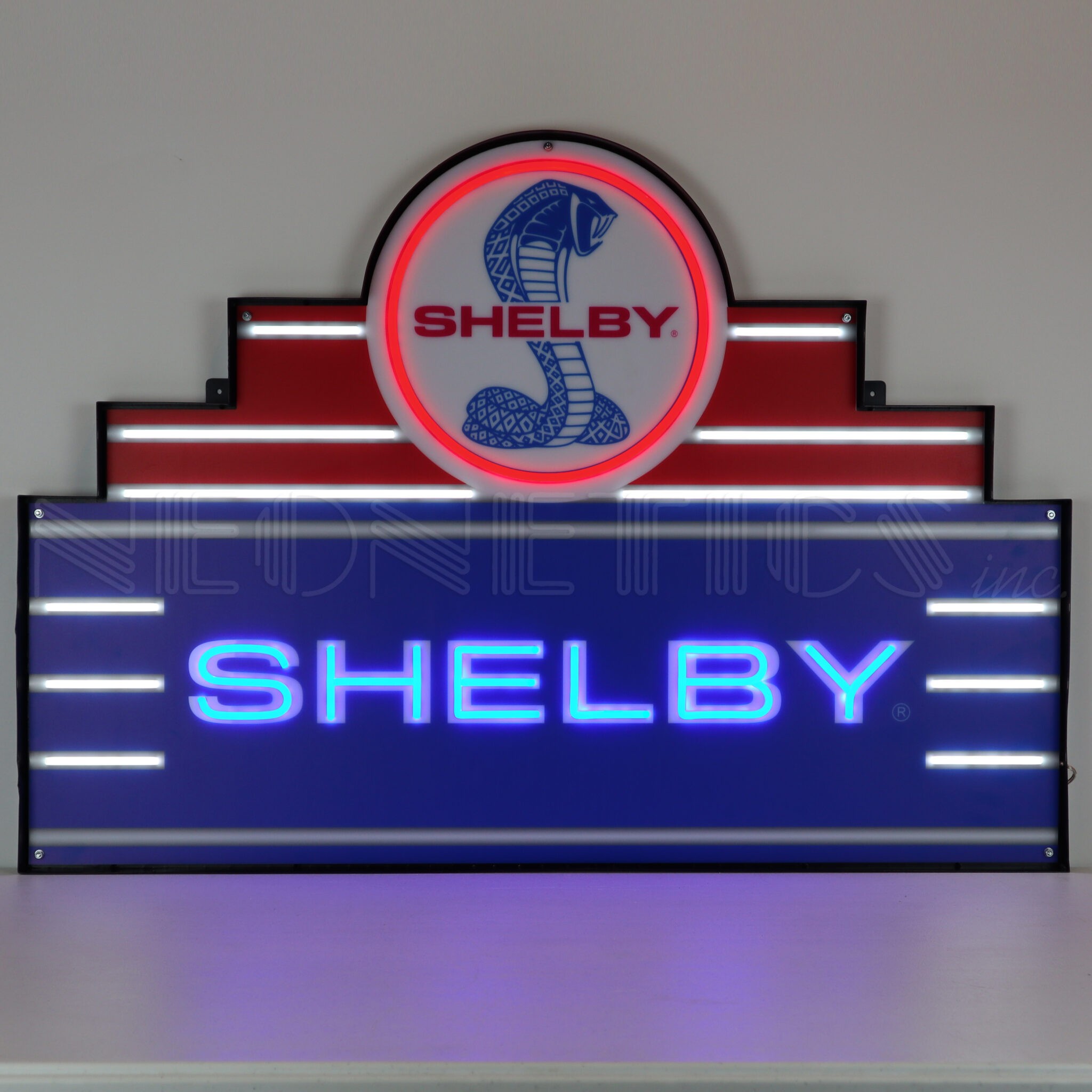 Shelby Art Deco Marquee LED Flex Neon Sign in Steel Can