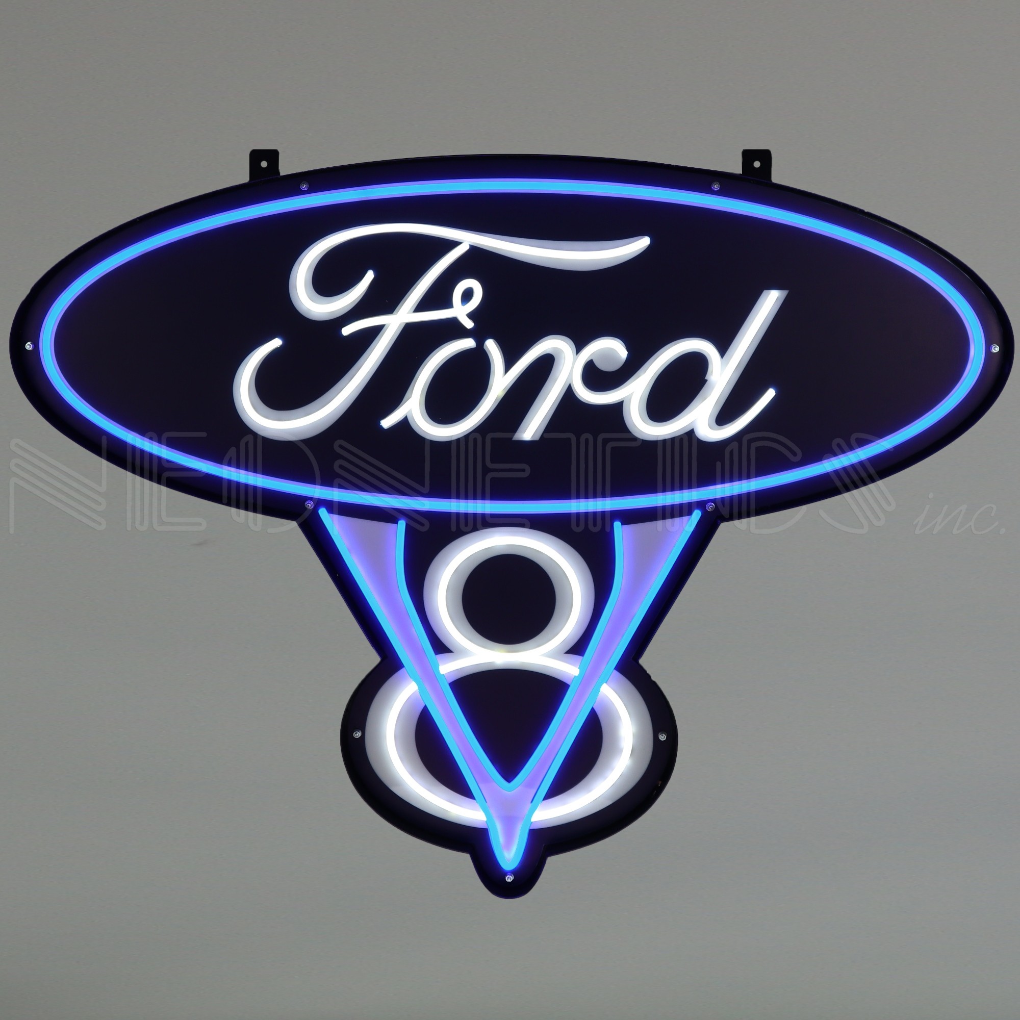 Ford V8 LED Flex-Neon Sign in Steel Can 