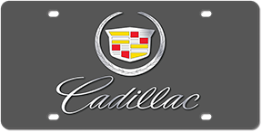Cadillac Silver Script Carbon Steel License Plate