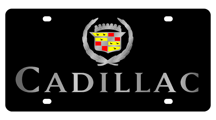 Cadillac Carbon Steel License Plate Silver Logo