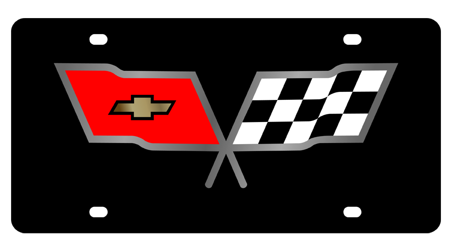 Chevy Corvette C3 Flags Carbon Steel License Plate