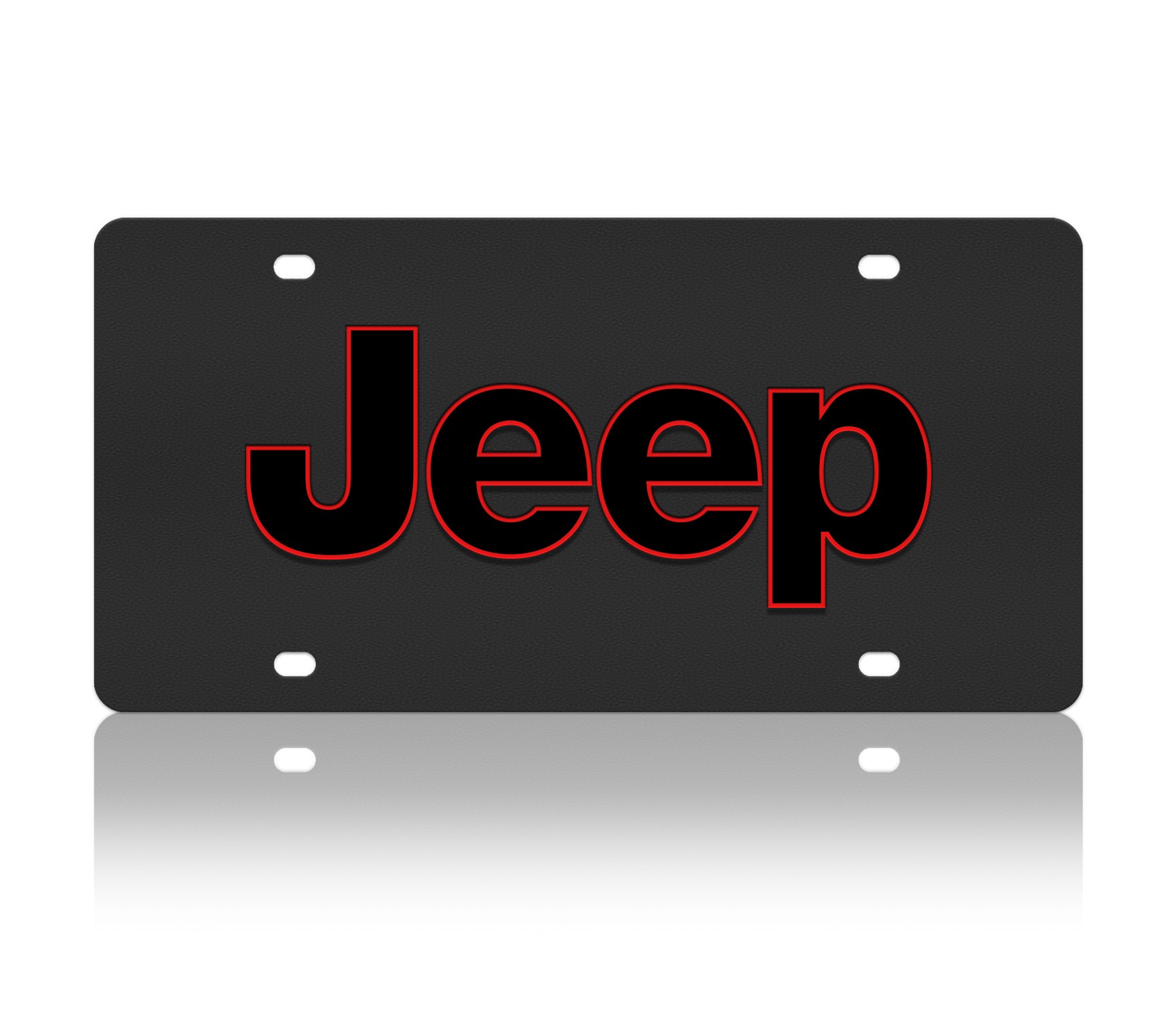 Jeep Word Red Outline Carbon Steel License Plate