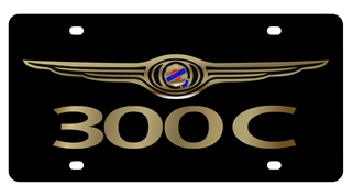 Chrysler 300C Carbon Steel License Plate Gold Font