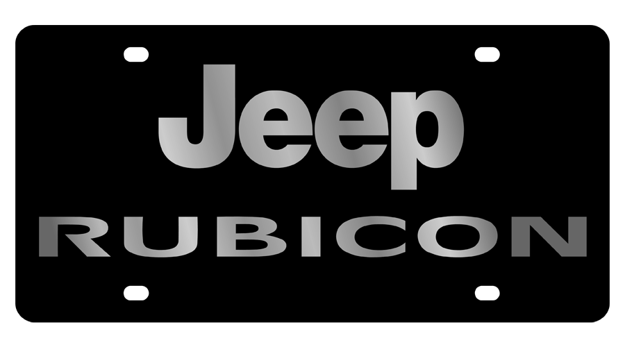 Jeep Rubicon Carbon Steel License Plate Silver Logo
