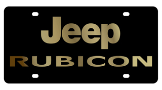 Jeep Rubicon Carbon Steel License Plate Gold Logo