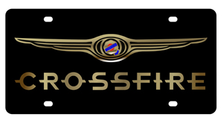 Chrysler Crossfire Carbon Steel License Plate Gold Logo