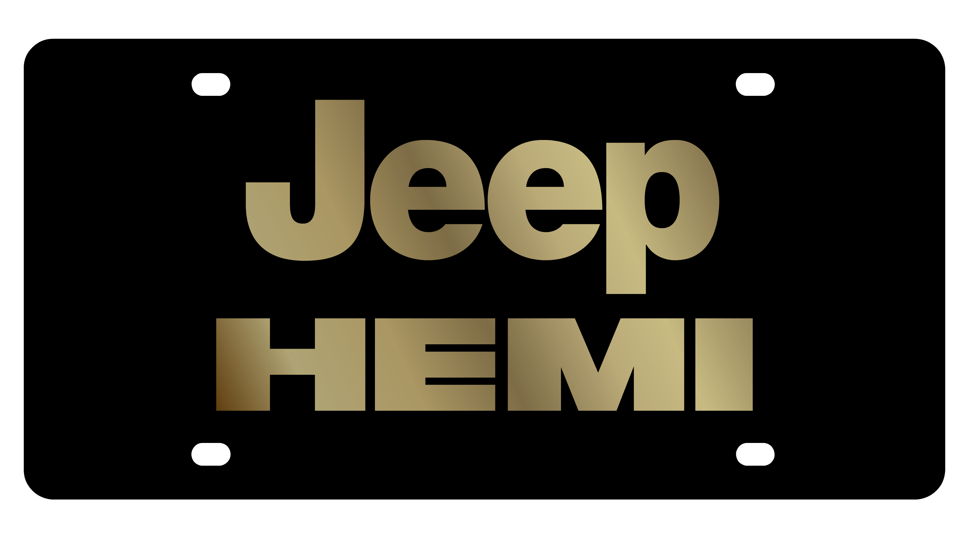 Jeep Hemi Carbon Steel License Plate Gold Font