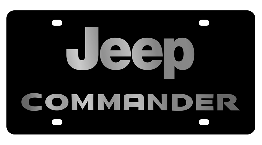 Jeep Commander Carbon Steel License Plate Silver Font