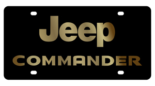 Jeep Commander Carbon Steel License Plate Gold Font