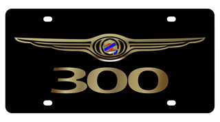Chrysler 300 Carbon Steel License Plate Gold Logo