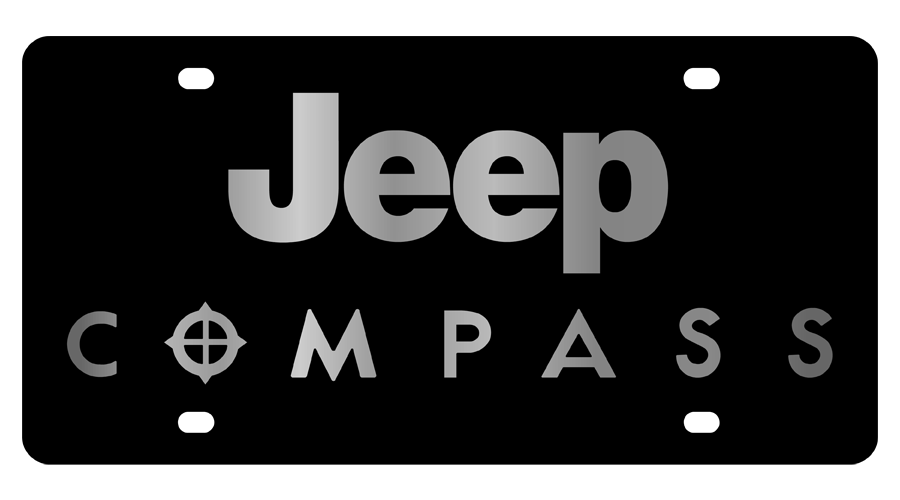 Jeep Compass Carbon Steel License Plate Silver Font