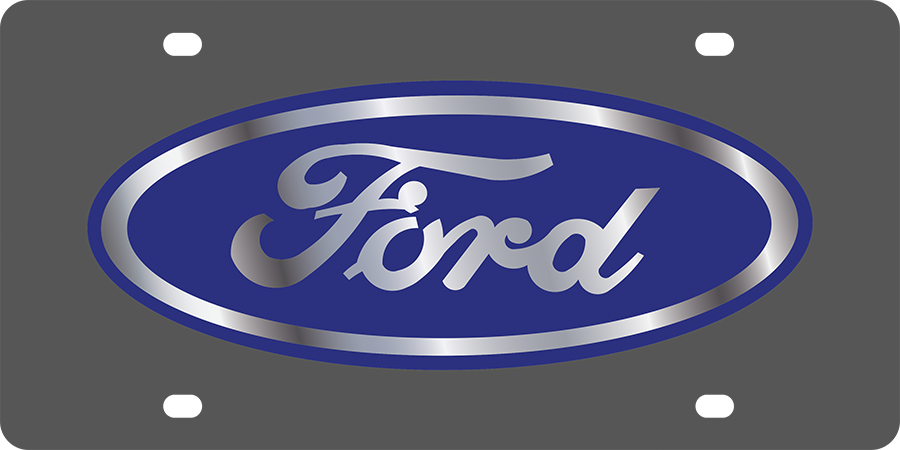Ford Carbon Steel License Plate Blue Logo