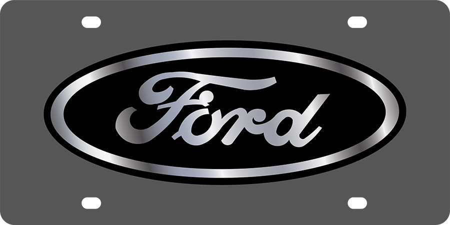 Ford Carbon Steel License Plate Black Logo