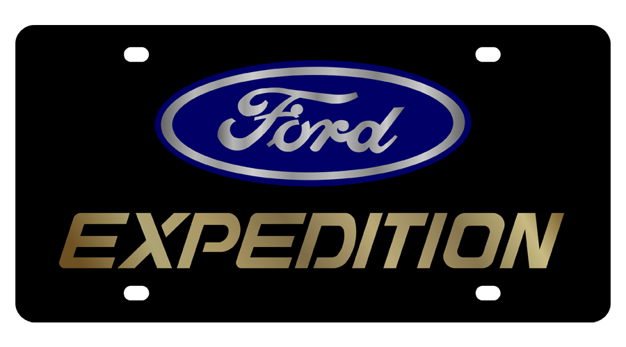 Ford Expedition Carbon Steel License Plate Gold Font