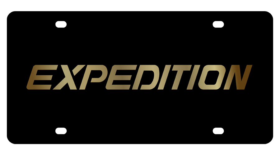 Ford Expedition Carbon Steel License Plate Gold Word