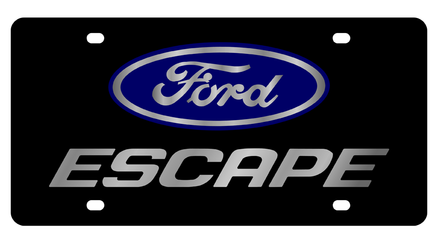 Ford Escape Carbon Steel License Plate Silver Font
