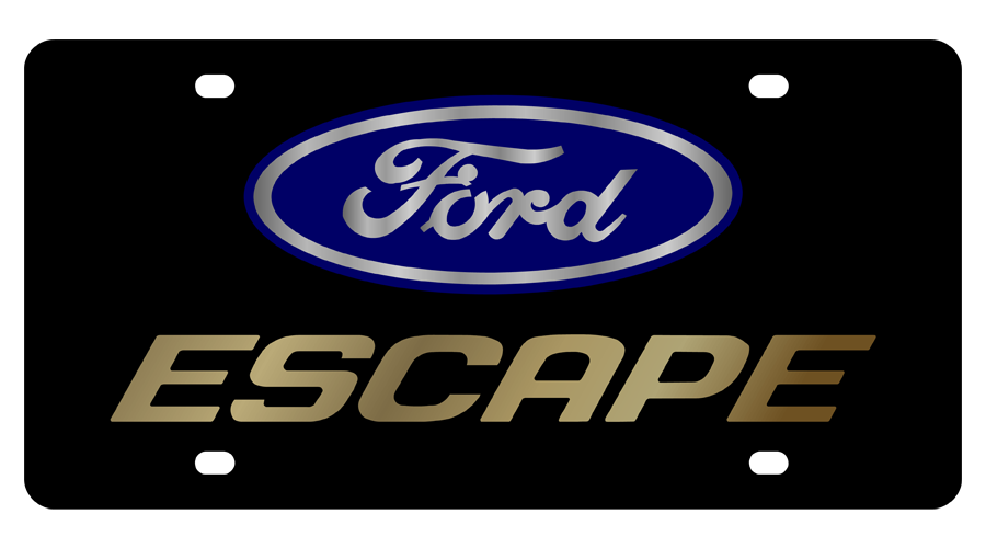 Ford Escape Carbon Steel License Plate Gold Font