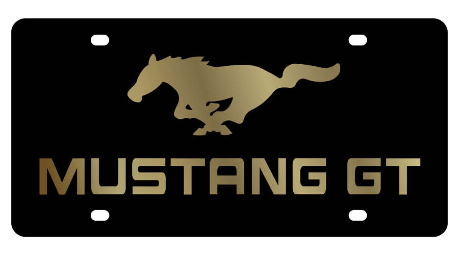 Ford Mustang GT Carbon Steel Gold License Plate