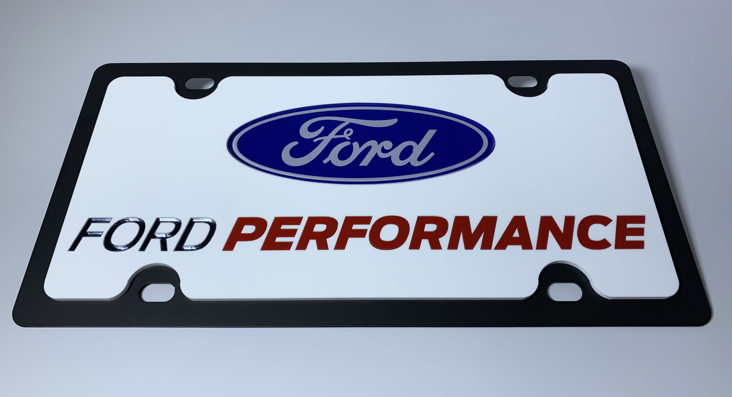 Ford Performance White Carbon Steel License Plate