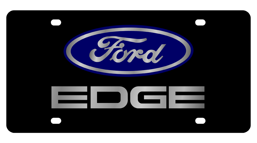 Ford Edge Carbon Steel License Plate Silver Font