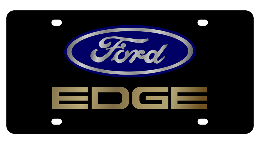 Ford Edge Carbon Steel License Plate Gold Font