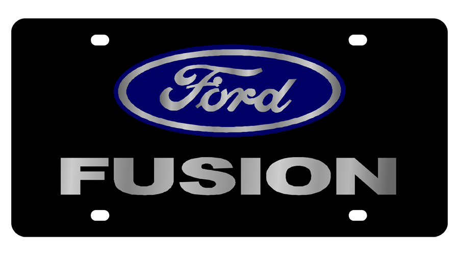 Ford Fusion Carbon Steel License Plate Silver Font
