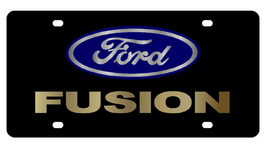Ford Fusion Carbon Steel License Plate Gold Font