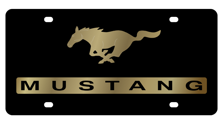 Ford 05 Mustang Carbon Steel Gold License Plate 