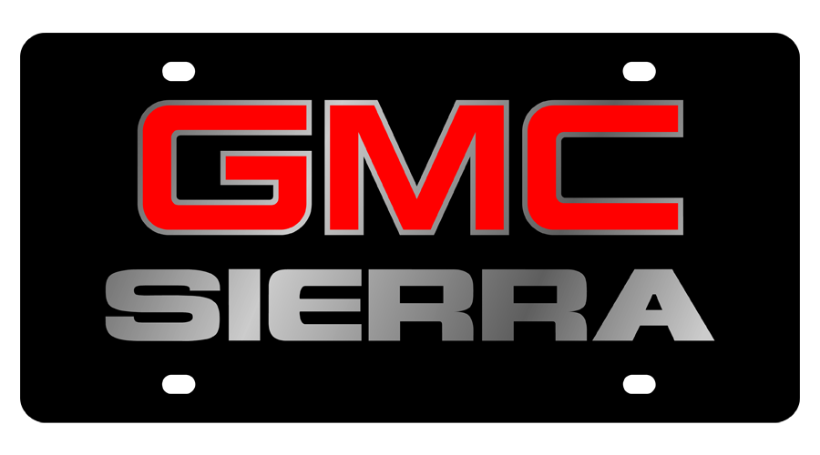 GMC Sierra Carbon Steel License Plate Bold Font