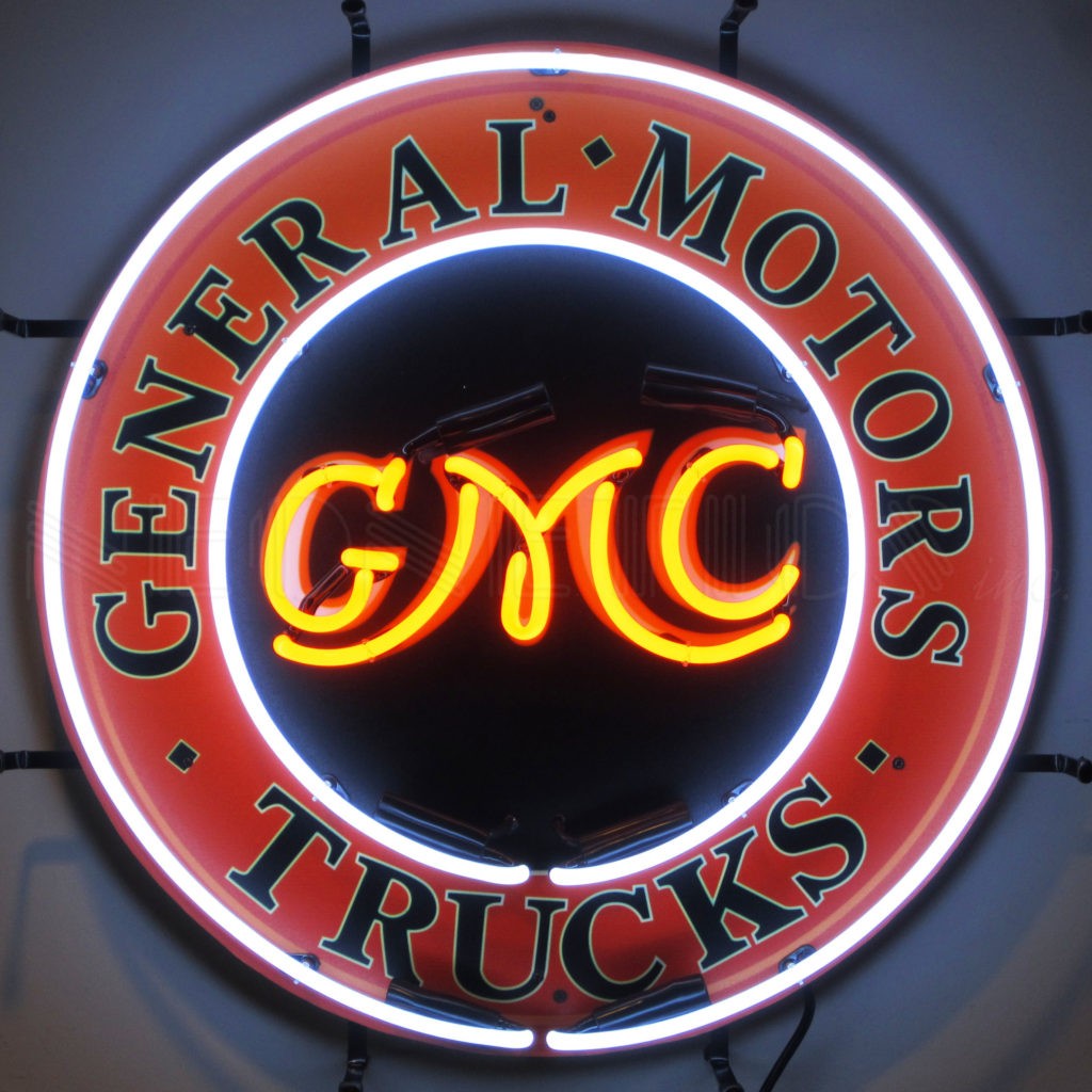 GMC General Motors Trucks Neon Sign with Backing