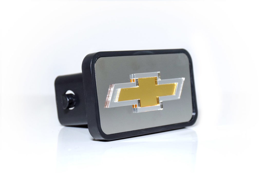 Chevy Hitch Cover with Gold Bowtie