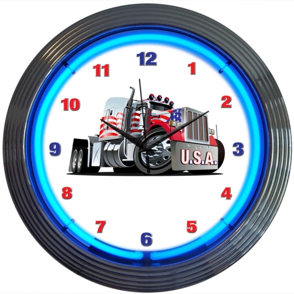 Big Rig Truck Neon Clock