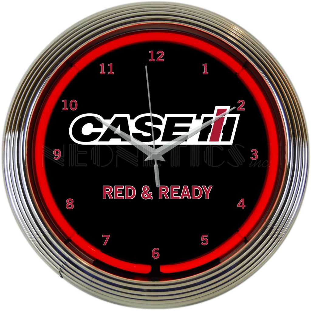 Case IH Red and Ready Neon Clock