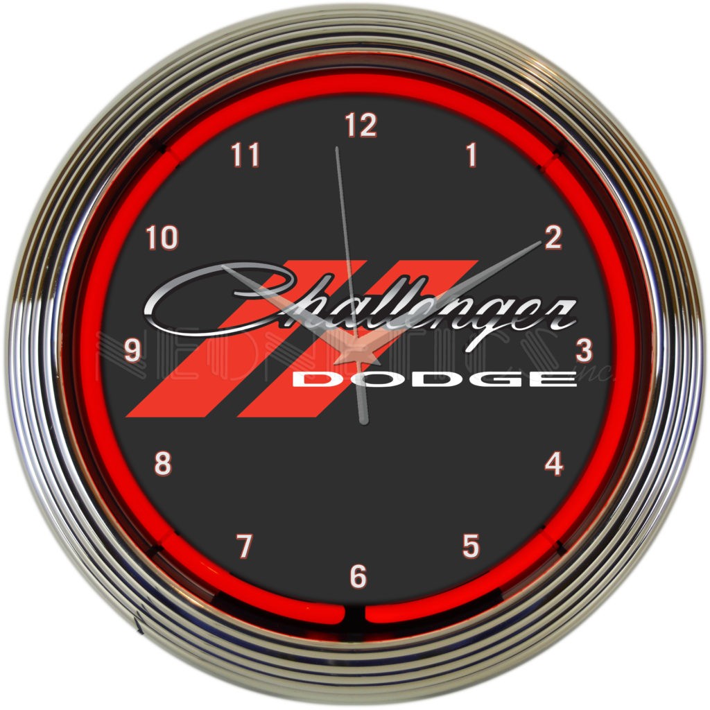 Dodge Challenger Red Neon Clock