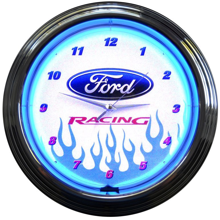 Ford Racing Neon Clock