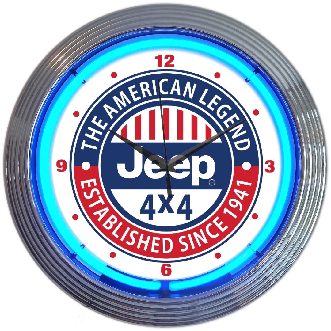 Jeep the American Legend Blue Neon Clock