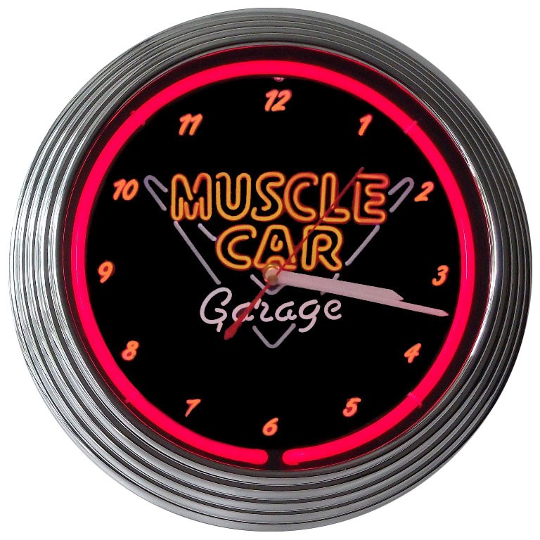 Muscle Car Garage Neon Clock