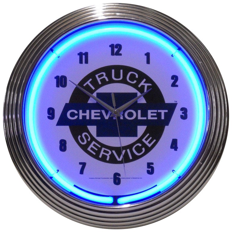 Chevy Trucks Service Neon Clock