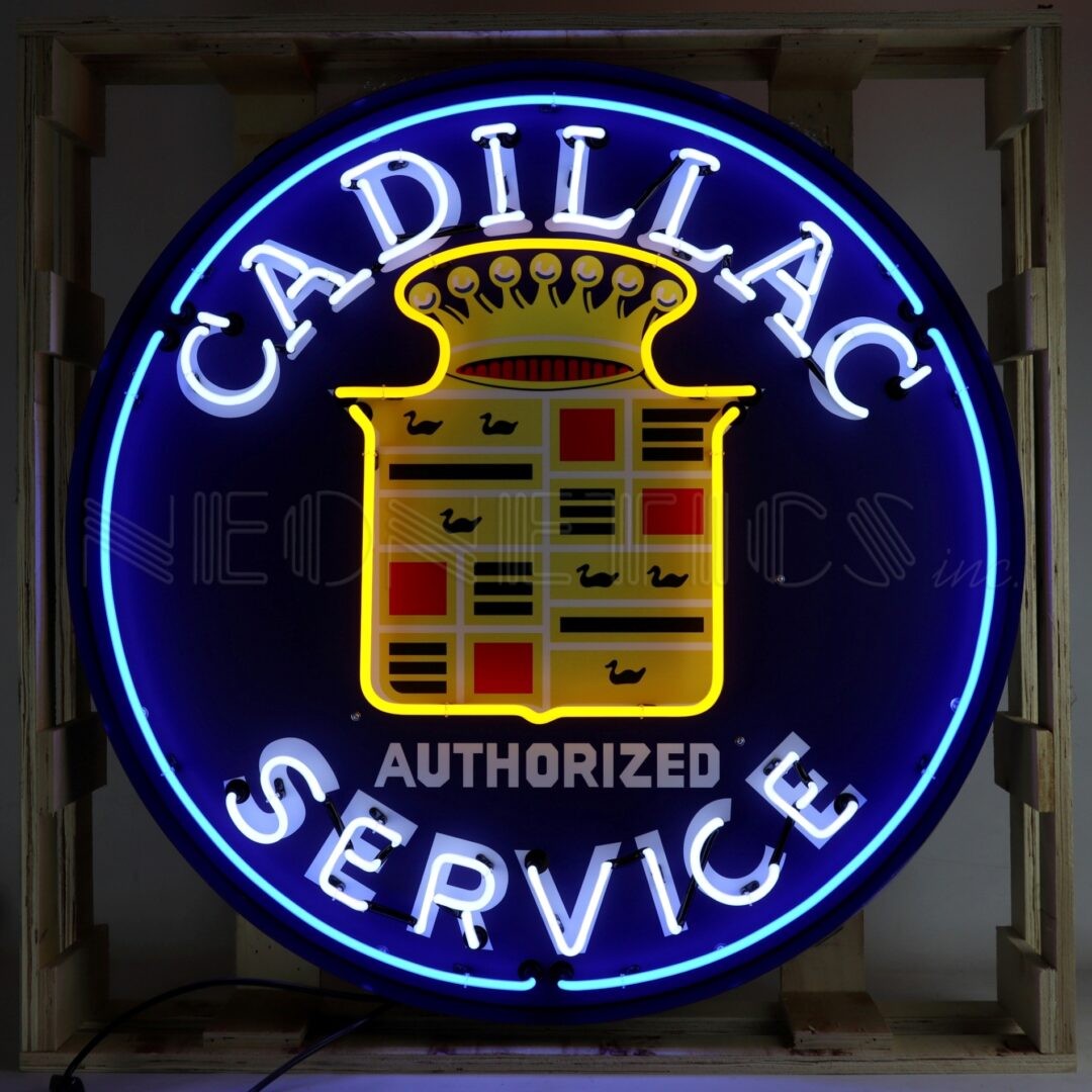 Cadillac Neon Sign in 36" Steel Can