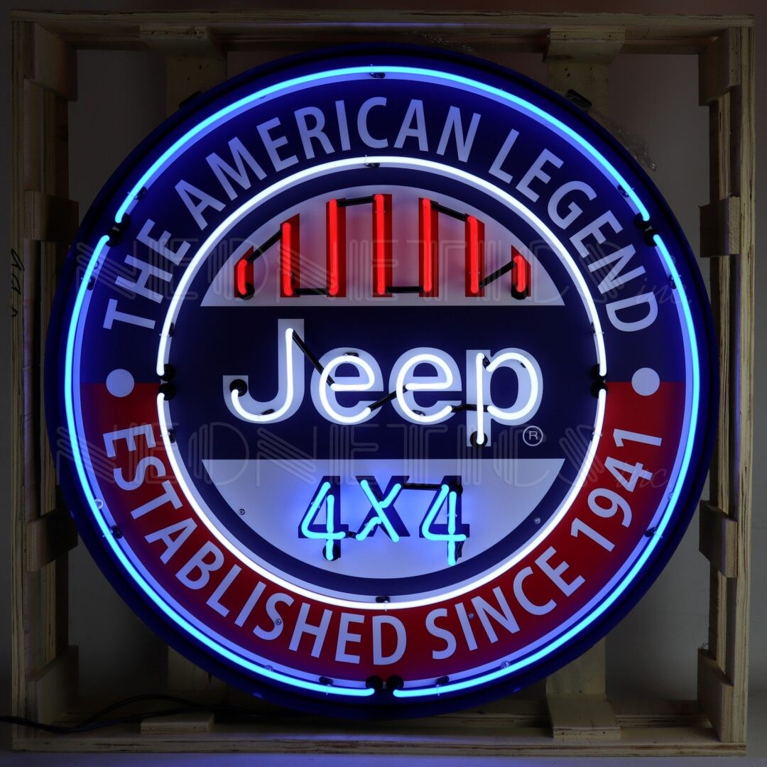 Jeep 4X4 The American Legend Neon Sign in 36 Inch Steel Can 