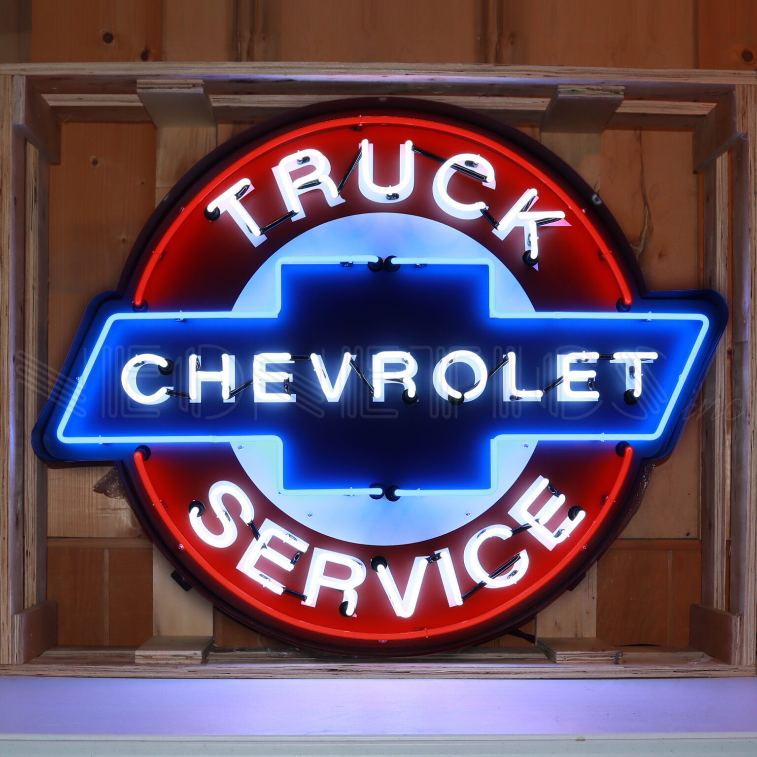 Chevrolet Truck Service Neon Sign in Shaped Steel Can 