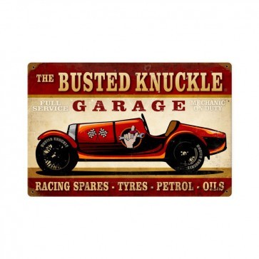Vintage Race Car Sign by Busted Knuckle 18 x 12