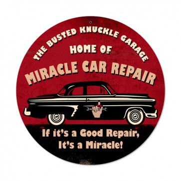 Miracle Car Repair Sign by Busted Knuckle 14 x 14