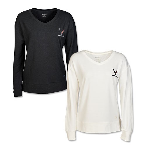 Ladies C8 Z06 Corvette L/S V-Neck