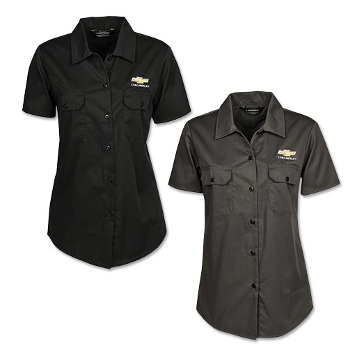 Ladies Chevrolet Work Shirt with Gold Bowtie