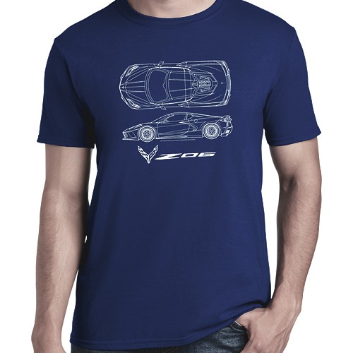 C8 Z06 Corvette Blueprint T Shirt