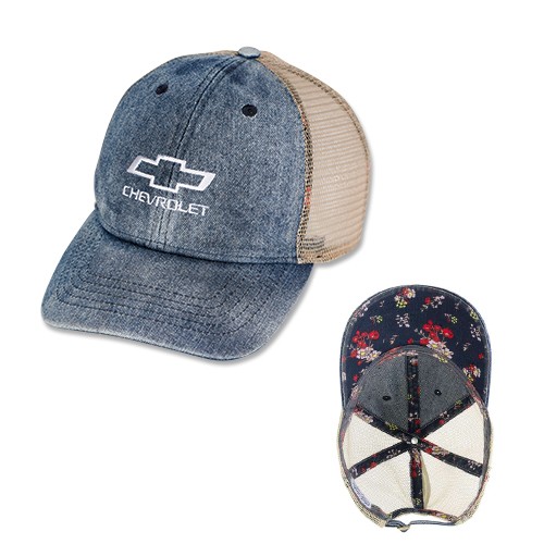 Ladies Chevrolet Denim Ponytail Hat with Bowtie